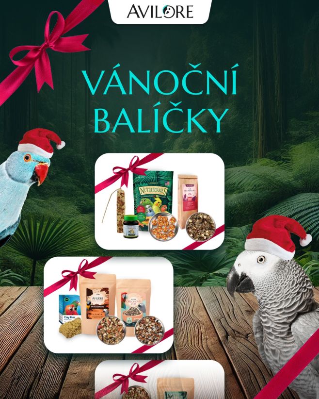 🦜 🎄Vánoční výhodné balíčky pro papoušky. Najdete na našem eshopu Avilore 👉 Hledej banner "Vánoce" Sestavila je pro vás...